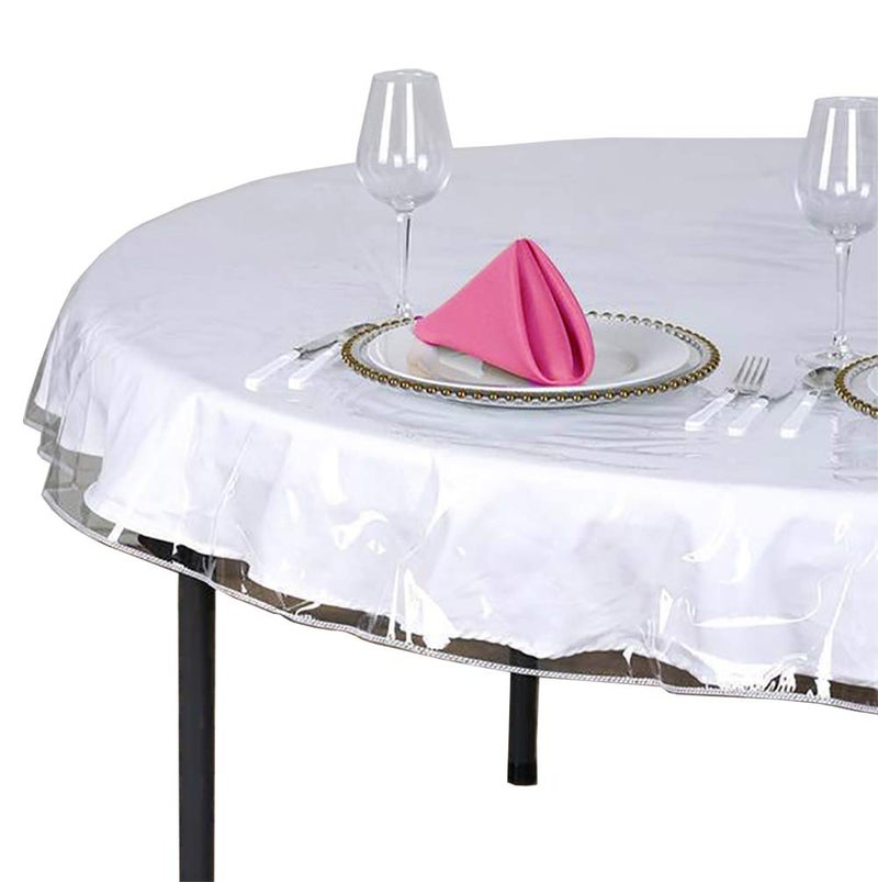 SOFINNI Clear Plastic Tablecloth Protector, Round Table Cloth Vinyl (70" Round) - Image 1